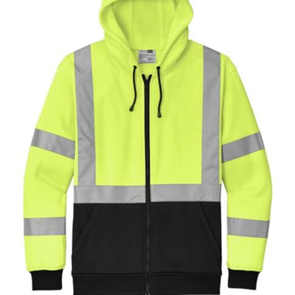 CornerStone® ANSI 107 Class 3 Heavy-Duty Fleece Full-Zip Hoodie - Picture 1 of 5
